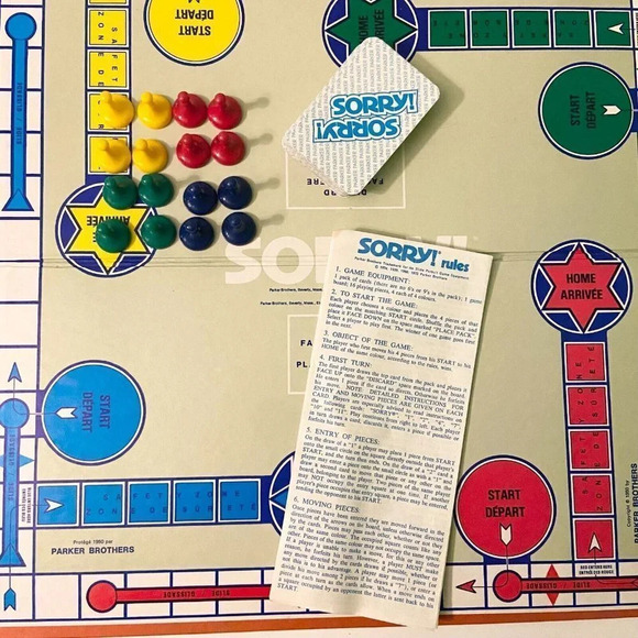 Vintage 1972 Sorry  Board Game Parker Brothers Complete - Picture 8 of 12